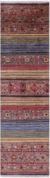 Khorjin Persian Gabbeh Handmade Wool Runner Rug - 2' 9" X 9' 9" - Golden Nile