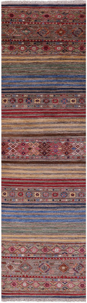 Khorjin Persian Gabbeh Hand Knotted Wool Runner Rug - 2' 10" X 9' 10" - Golden Nile