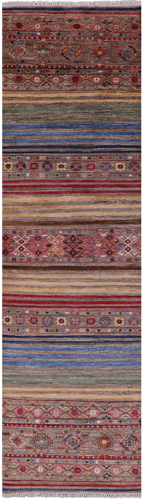 Khorjin Persian Gabbeh Hand Knotted Wool Runner Rug - 2' 10" X 9' 10" - Golden Nile