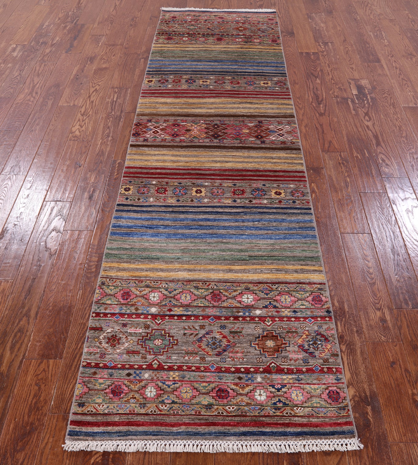 Khorjin Persian Gabbeh Hand Knotted Wool Runner Rug - 2' 10" X 9' 10" - Golden Nile