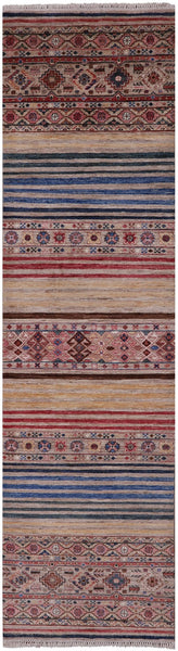 Khorjin Persian Gabbeh Hand Knotted Wool Runner Rug - 2' 8" X 10' 2" - Golden Nile