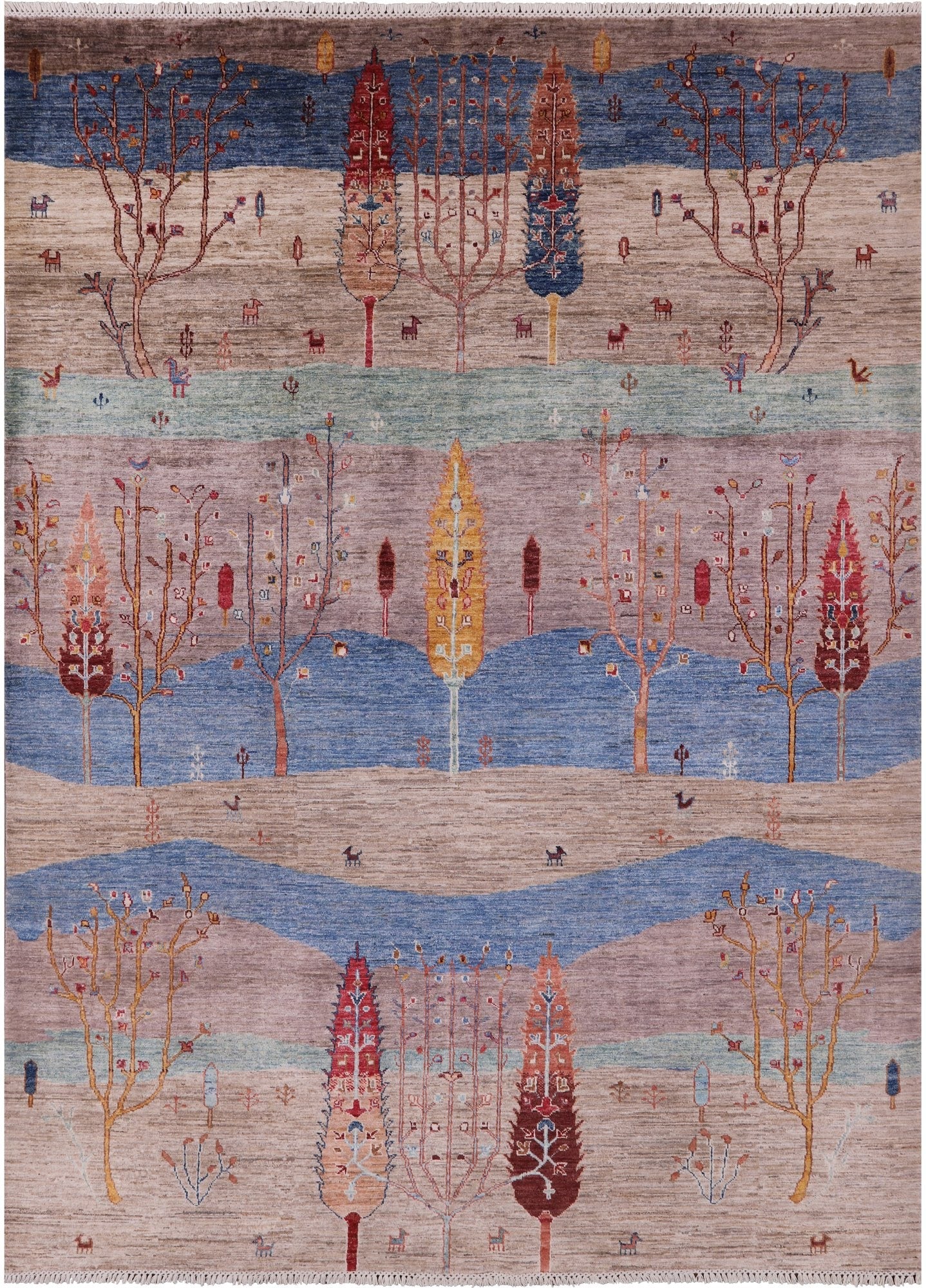 Tribal Persian Gabbeh Hand Knotted Wool Rug - 6' 10" X 9' 4" - Golden Nile