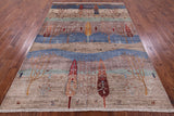 Tribal Persian Gabbeh Hand Knotted Wool Rug - 6' 10" X 9' 4" - Golden Nile