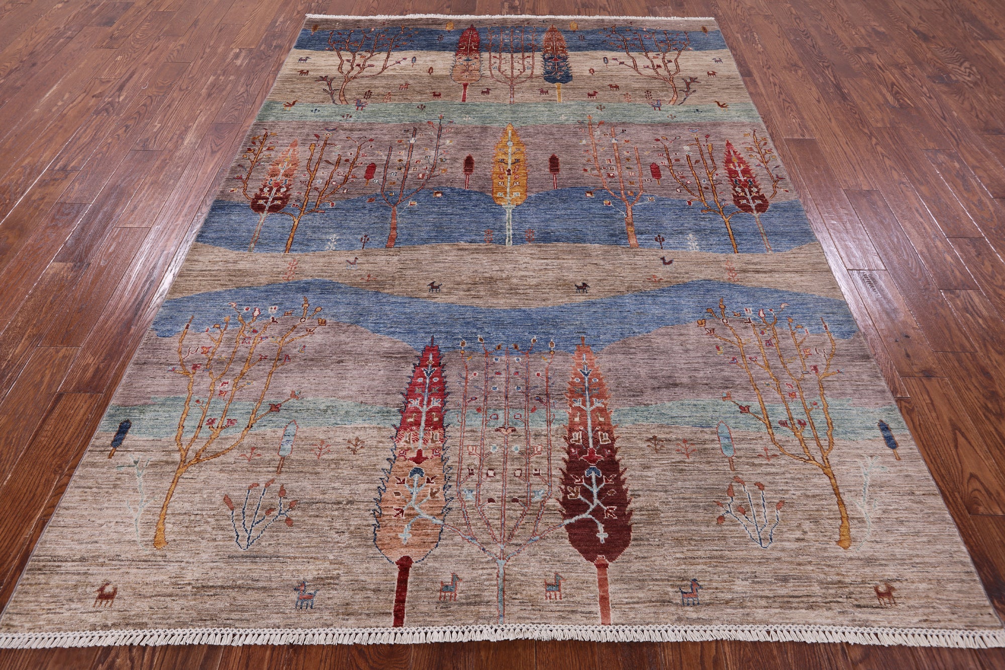 Tribal Persian Gabbeh Hand Knotted Wool Rug - 6' 10" X 9' 4" - Golden Nile