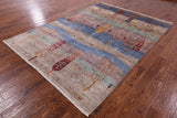 Tribal Persian Gabbeh Hand Knotted Wool Rug - 6' 10" X 9' 4" - Golden Nile