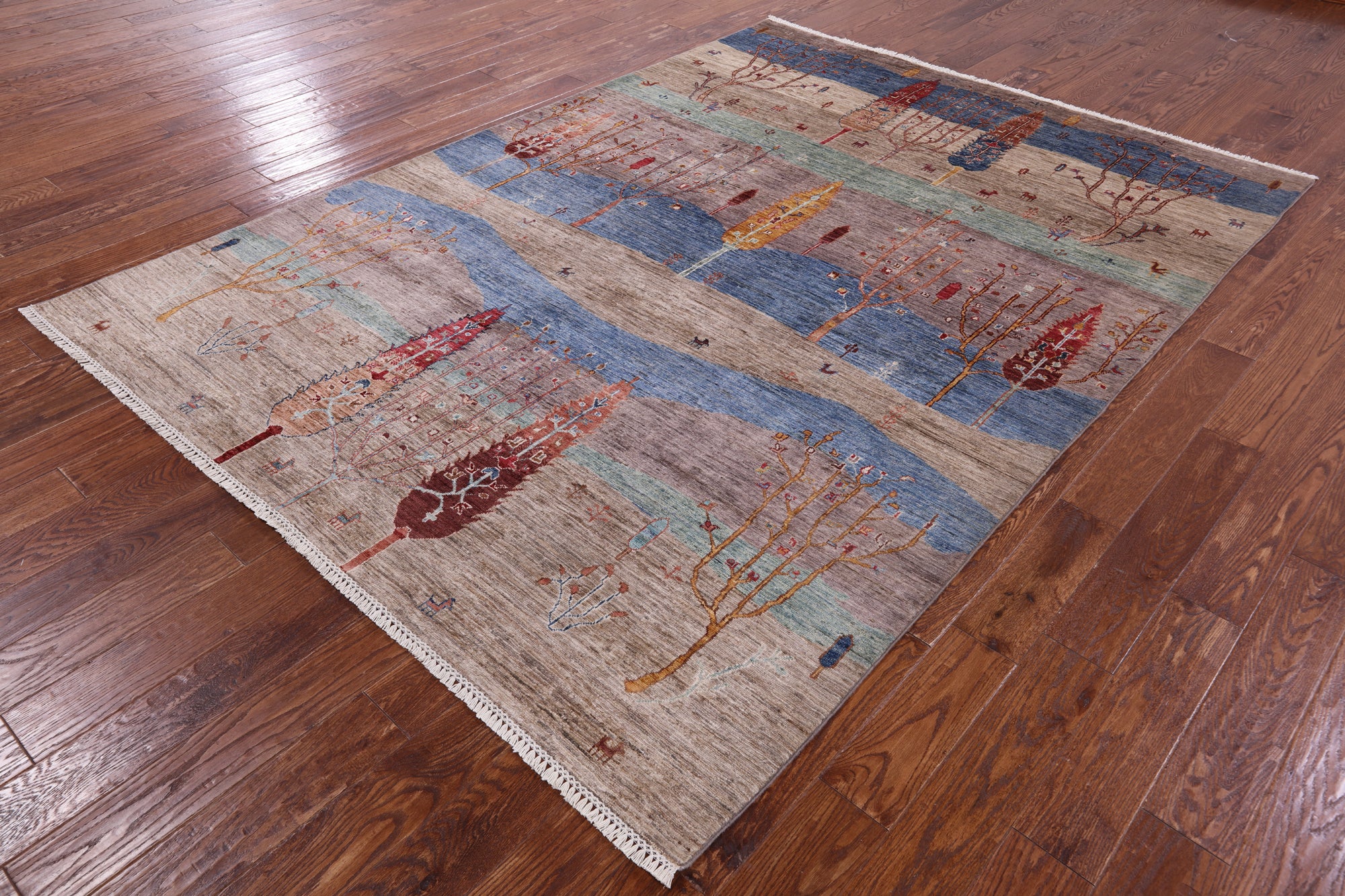 Tribal Persian Gabbeh Hand Knotted Wool Rug - 6' 10" X 9' 4" - Golden Nile