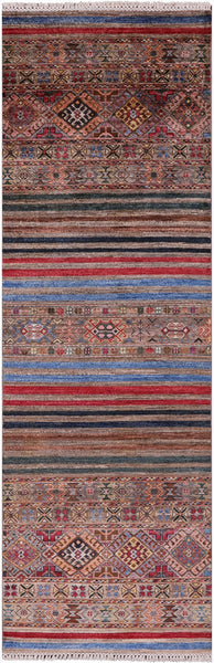 Khorjin Persian Gabbeh Hand Knotted Wool Runner Rug - 2' 9" X 8' 5" - Golden Nile
