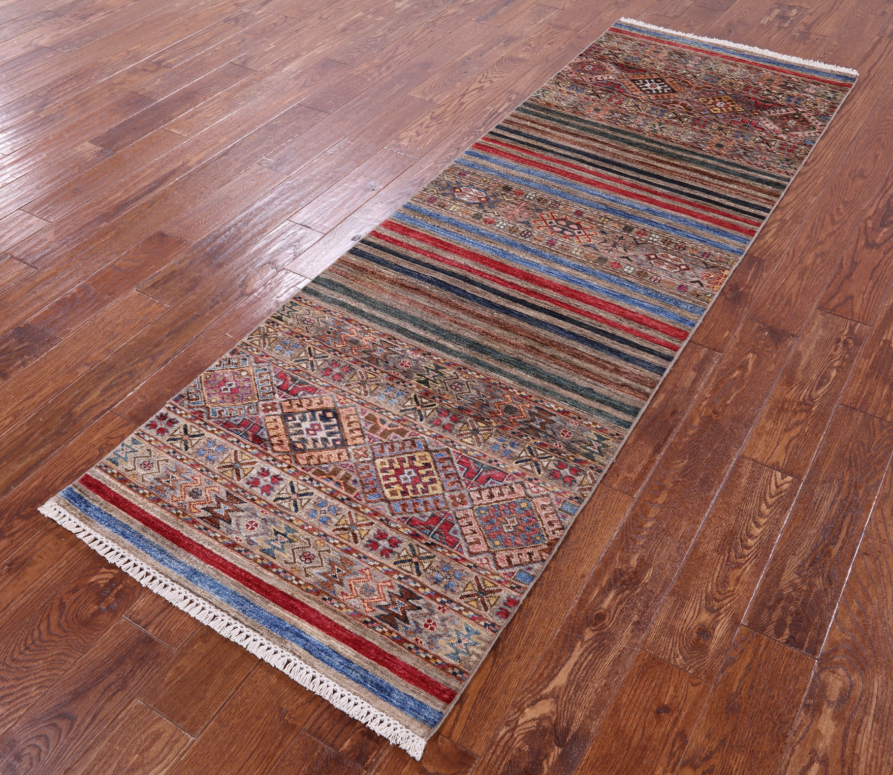 Khorjin Persian Gabbeh Hand Knotted Wool Runner Rug - 2' 9" X 8' 5" - Golden Nile