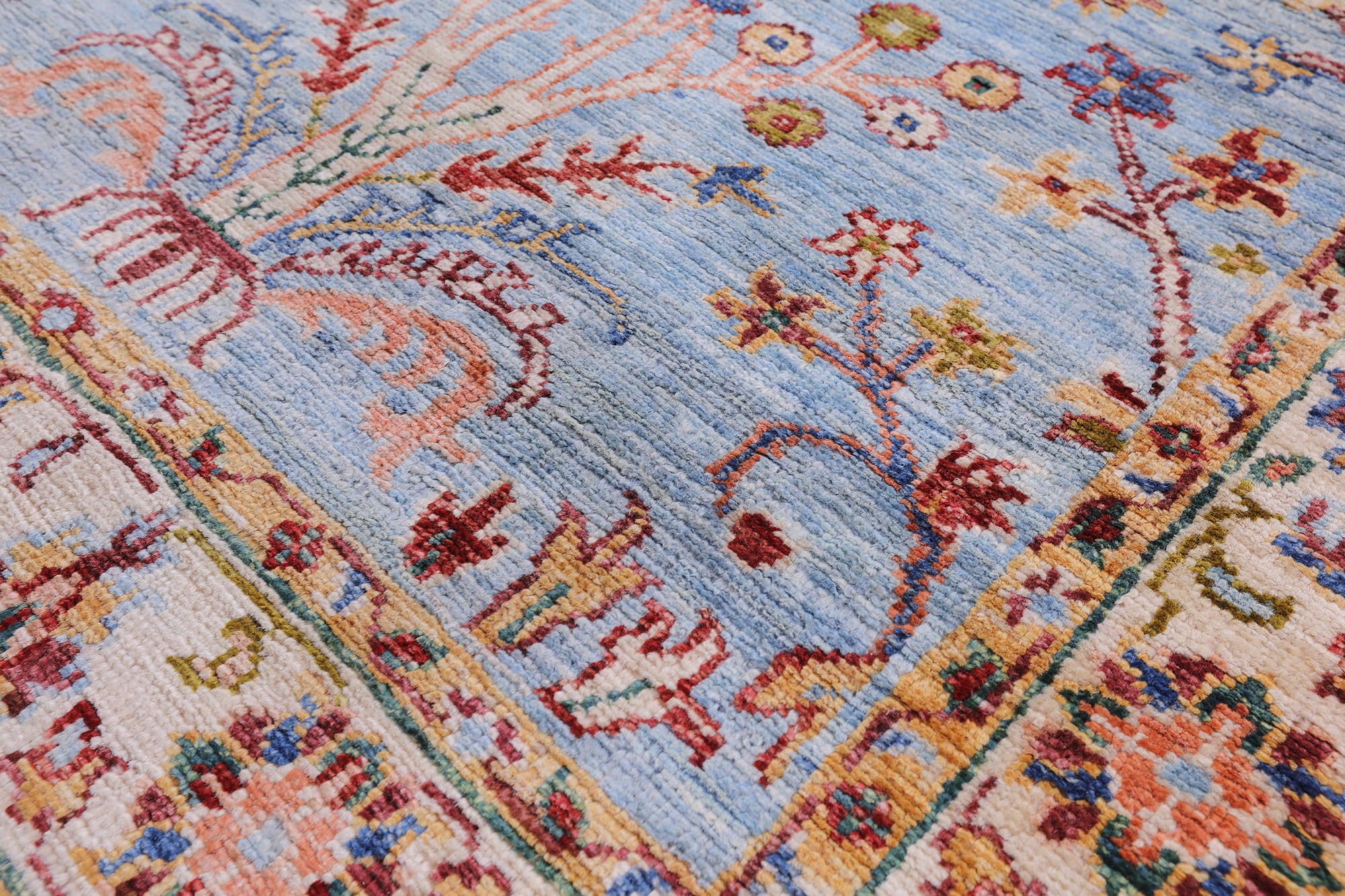 Blue Persian Tabriz Hand Knotted Wool Runner Rug - 2' 6" X 9' 10" - Golden Nile