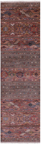 Khorjin Persian Gabbeh Hand Knotted Wool Runner Rug - 2' 9" X 10' 0" - Golden Nile