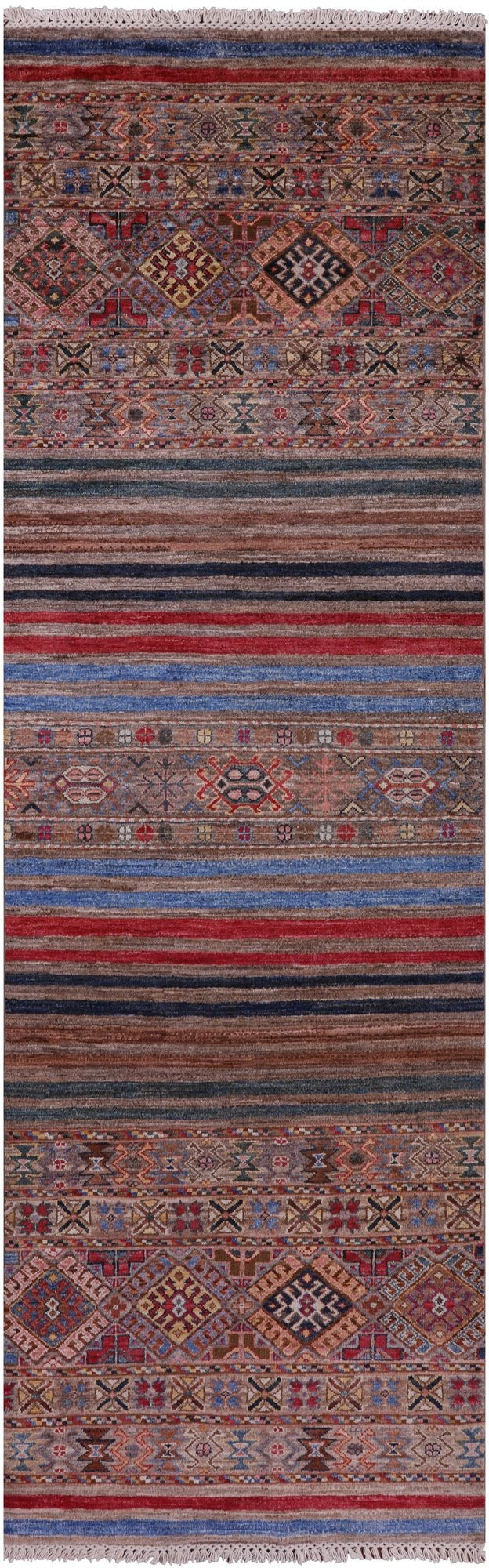 Khorjin Persian Gabbeh Hand Knotted Wool Runner Rug - 2' 8" X 8' 5" - Golden Nile