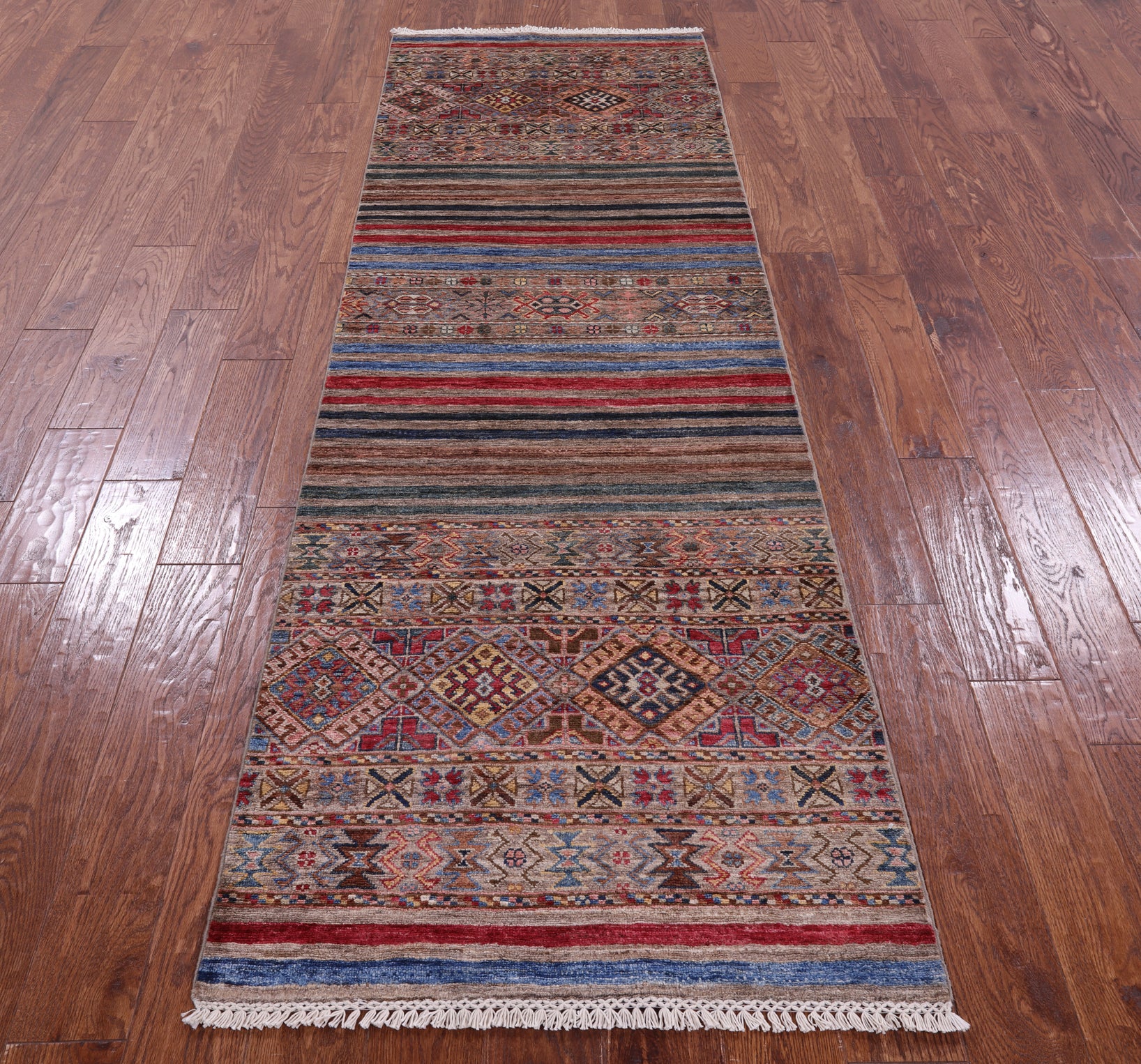 Khorjin Persian Gabbeh Hand Knotted Wool Runner Rug - 2' 8" X 8' 5" - Golden Nile