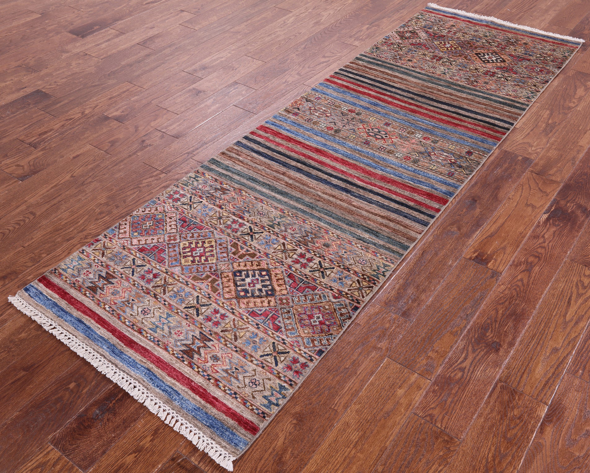 Khorjin Persian Gabbeh Hand Knotted Wool Runner Rug - 2' 8" X 8' 5" - Golden Nile