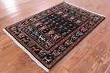 Black Tribal Persian Gabbeh Hand Knotted Wool Rug - 3' 3" X 4' 8" - Golden Nile