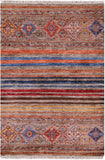 Khorjin Persian Gabbeh Hand Knotted Wool Rug - 3' 5" X 5' 0" - Golden Nile