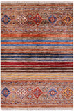 Khorjin Persian Gabbeh Hand Knotted Wool Rug - 3' 5" X 5' 0" - Golden Nile