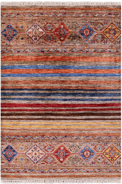 Khorjin Persian Gabbeh Hand Knotted Wool Rug - 3' 5" X 5' 0" - Golden Nile