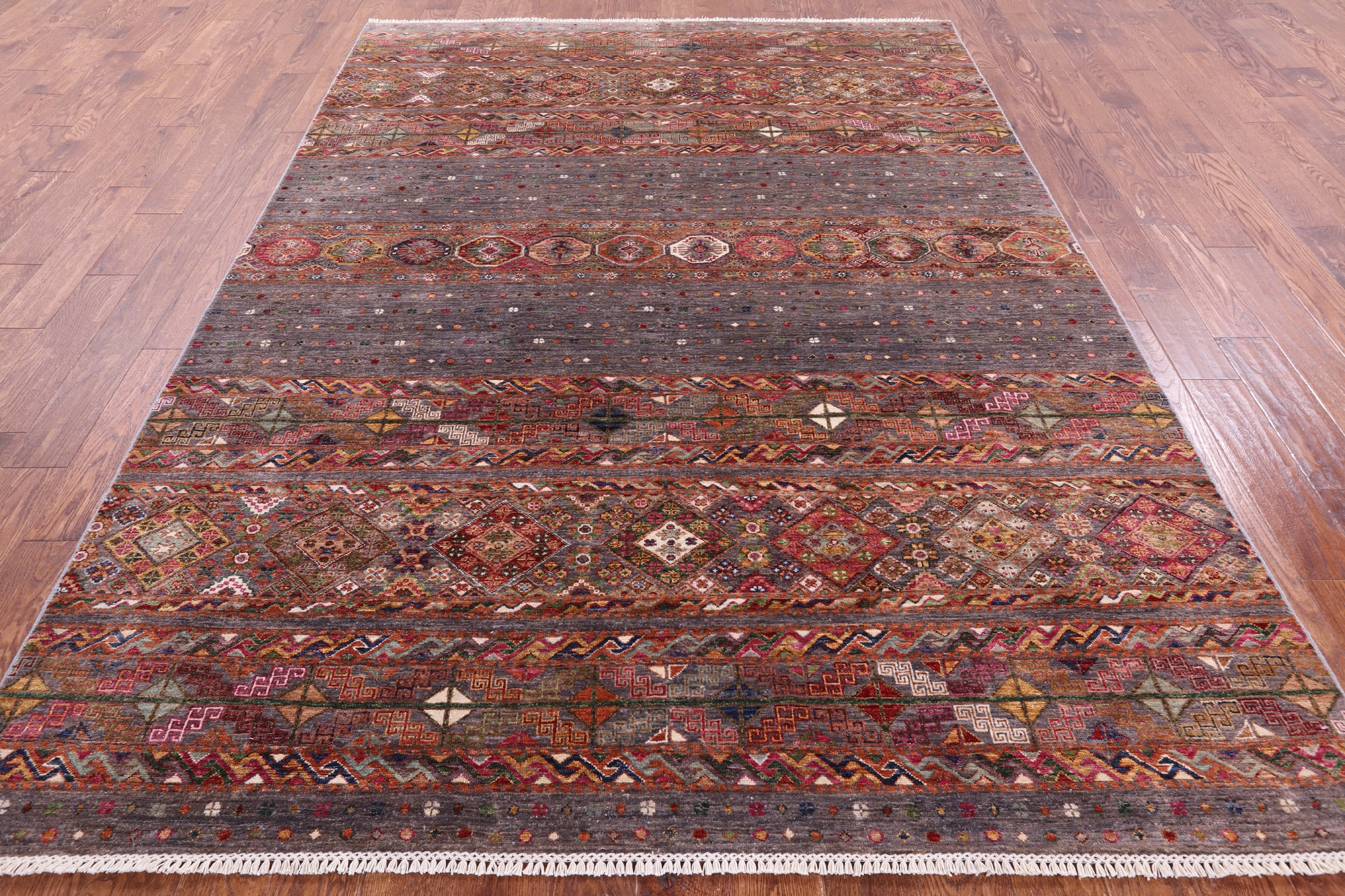 Khorjin Persian Gabbeh Hand Knotted Wool Rug - 7' 0" X 9' 10" - Golden Nile