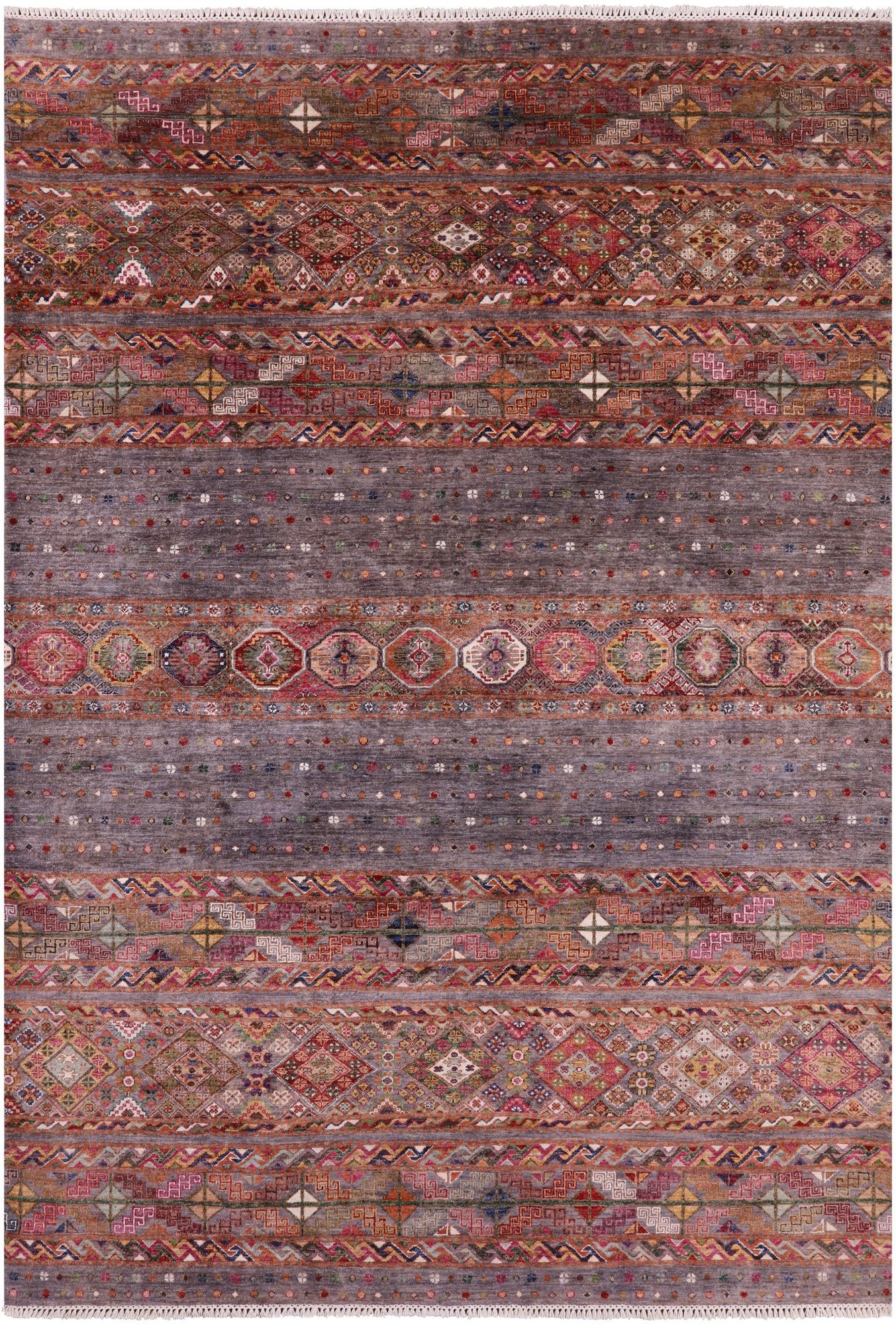 Khorjin Persian Gabbeh Hand Knotted Wool Rug - 7' 0" X 9' 10" - Golden Nile