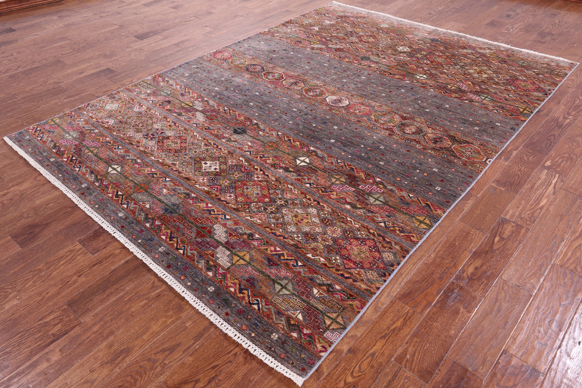Khorjin Persian Gabbeh Hand Knotted Wool Rug - 7' 0" X 9' 10" - Golden Nile