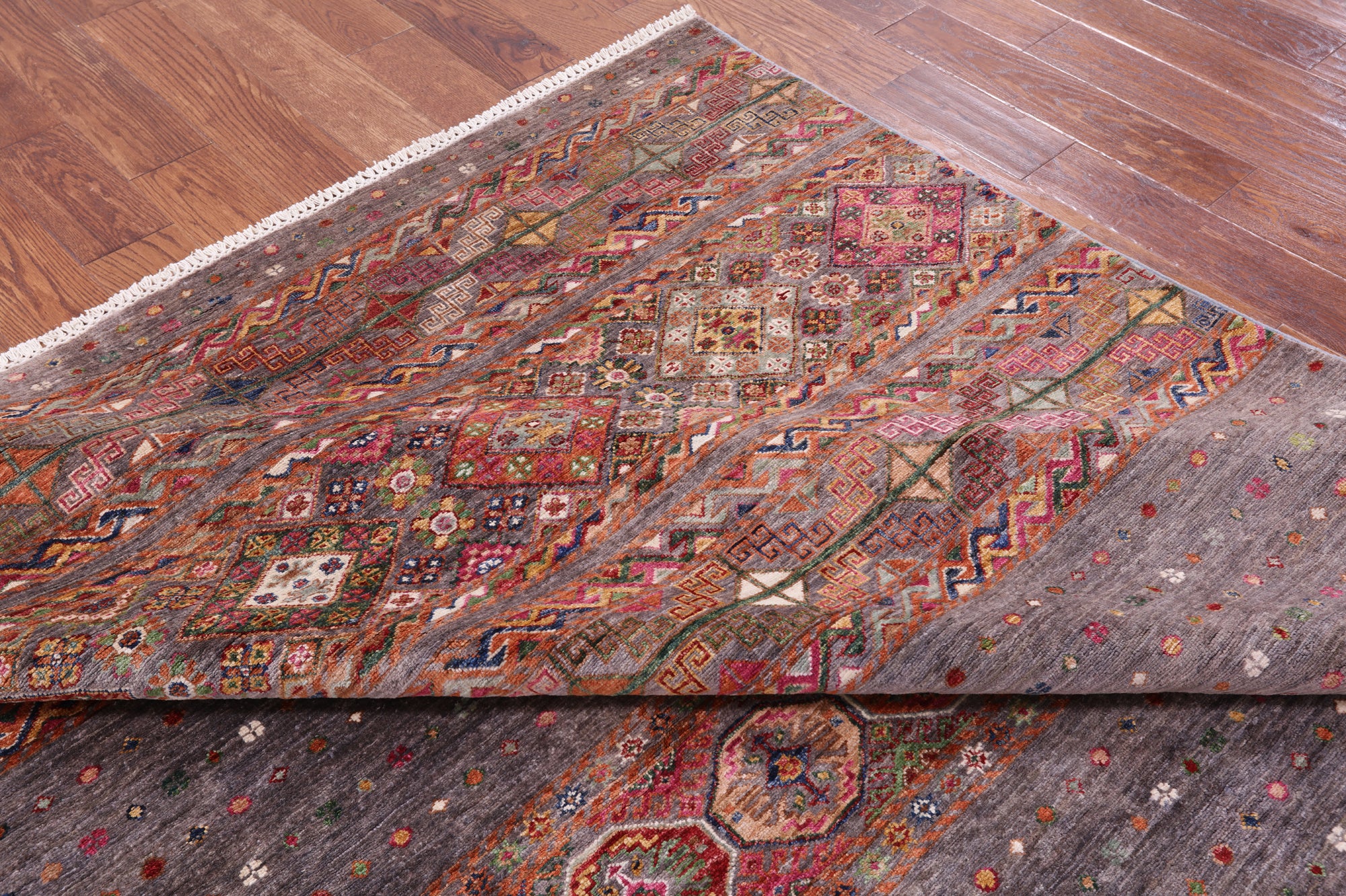 Khorjin Persian Gabbeh Hand Knotted Wool Rug - 7' 0" X 9' 10" - Golden Nile