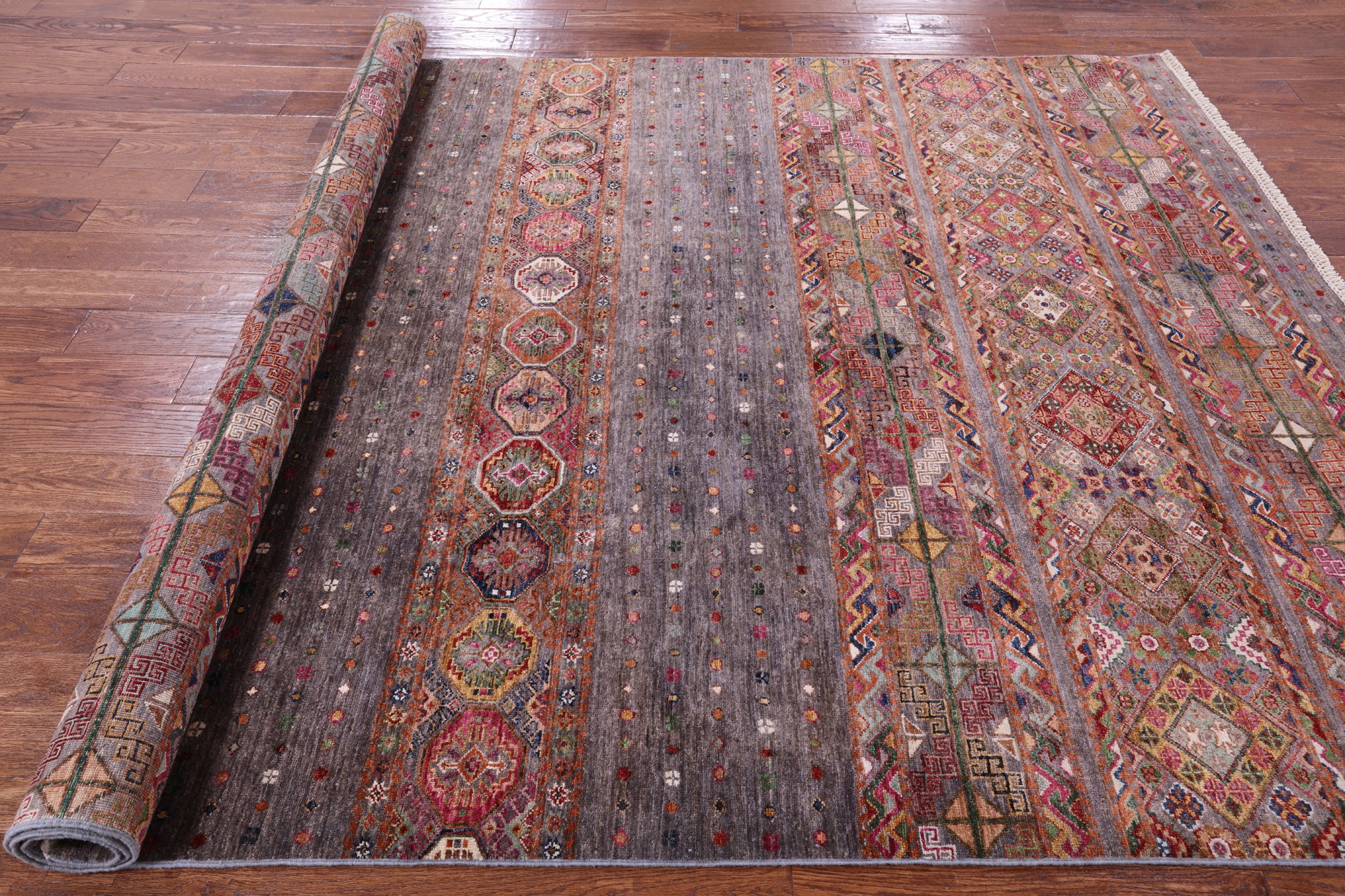 Khorjin Persian Gabbeh Hand Knotted Wool Rug - 7' 0" X 9' 10" - Golden Nile