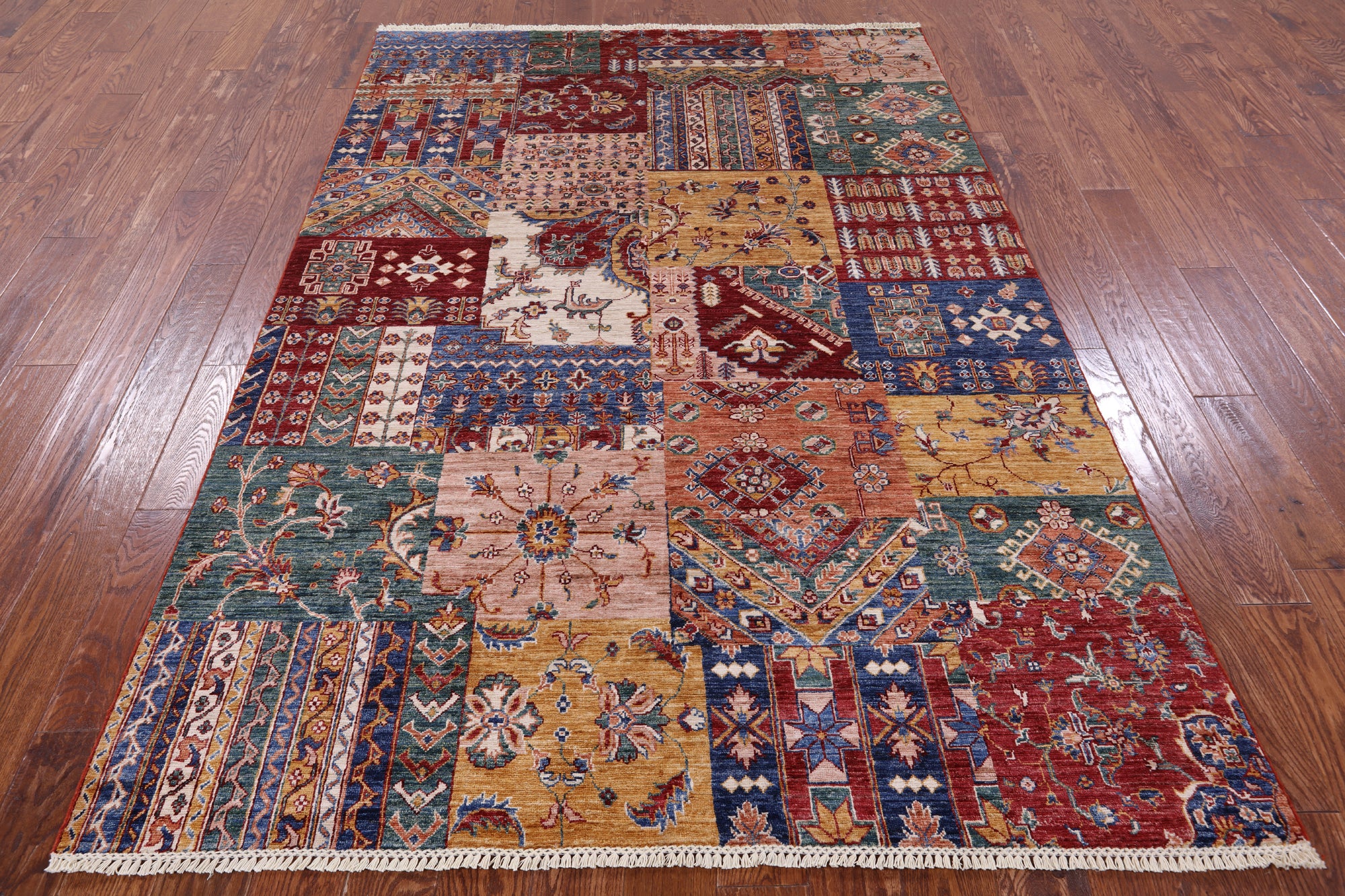 Super Kazak Hand Knotted Wool Rug - 5' 8" X 8' 3" - Golden Nile