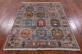 Grey Turkmen Ersari Handmade Wool Rug - 5' 3" X 6' 4" - Golden Nile