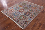 Grey Turkmen Ersari Handmade Wool Rug - 5' 3" X 6' 4" - Golden Nile