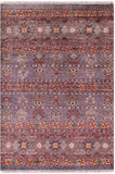 Khorjin Persian Gabbeh Hand Knotted Wool Rug - 4' 3" X 6' 2" - Golden Nile
