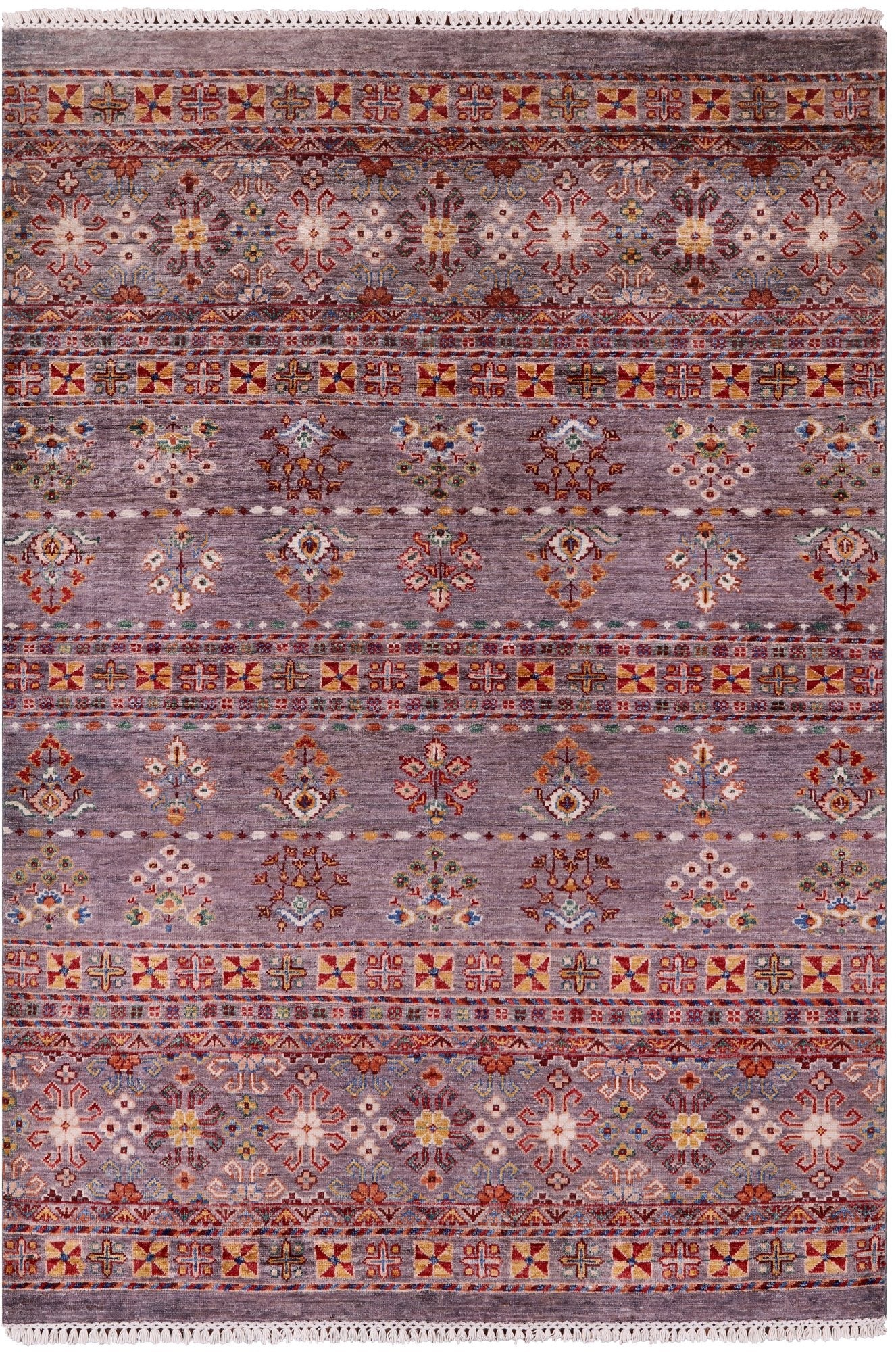 Khorjin Persian Gabbeh Hand Knotted Wool Rug - 4' 3" X 6' 2" - Golden Nile