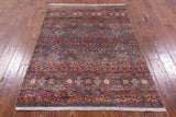 Khorjin Persian Gabbeh Hand Knotted Wool Rug - 4' 3" X 6' 2" - Golden Nile