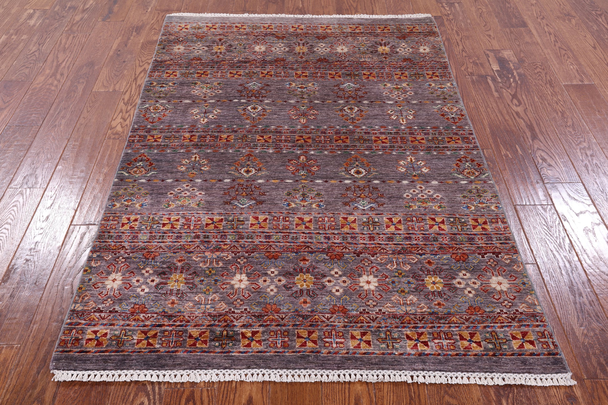 Khorjin Persian Gabbeh Hand Knotted Wool Rug - 4' 3" X 6' 2" - Golden Nile