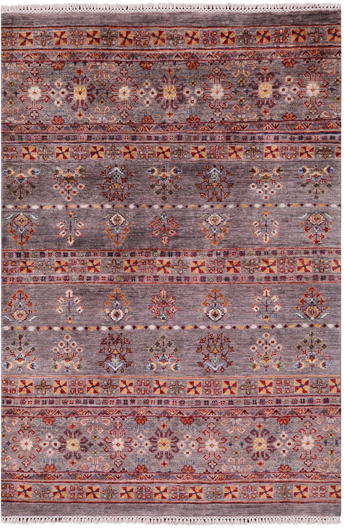 Khorjin Persian Gabbeh Hand Knotted Wool Rug - 4' 1" X 6' 2" - Golden Nile