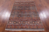 Khorjin Persian Gabbeh Hand Knotted Wool Rug - 4' 1" X 6' 2" - Golden Nile