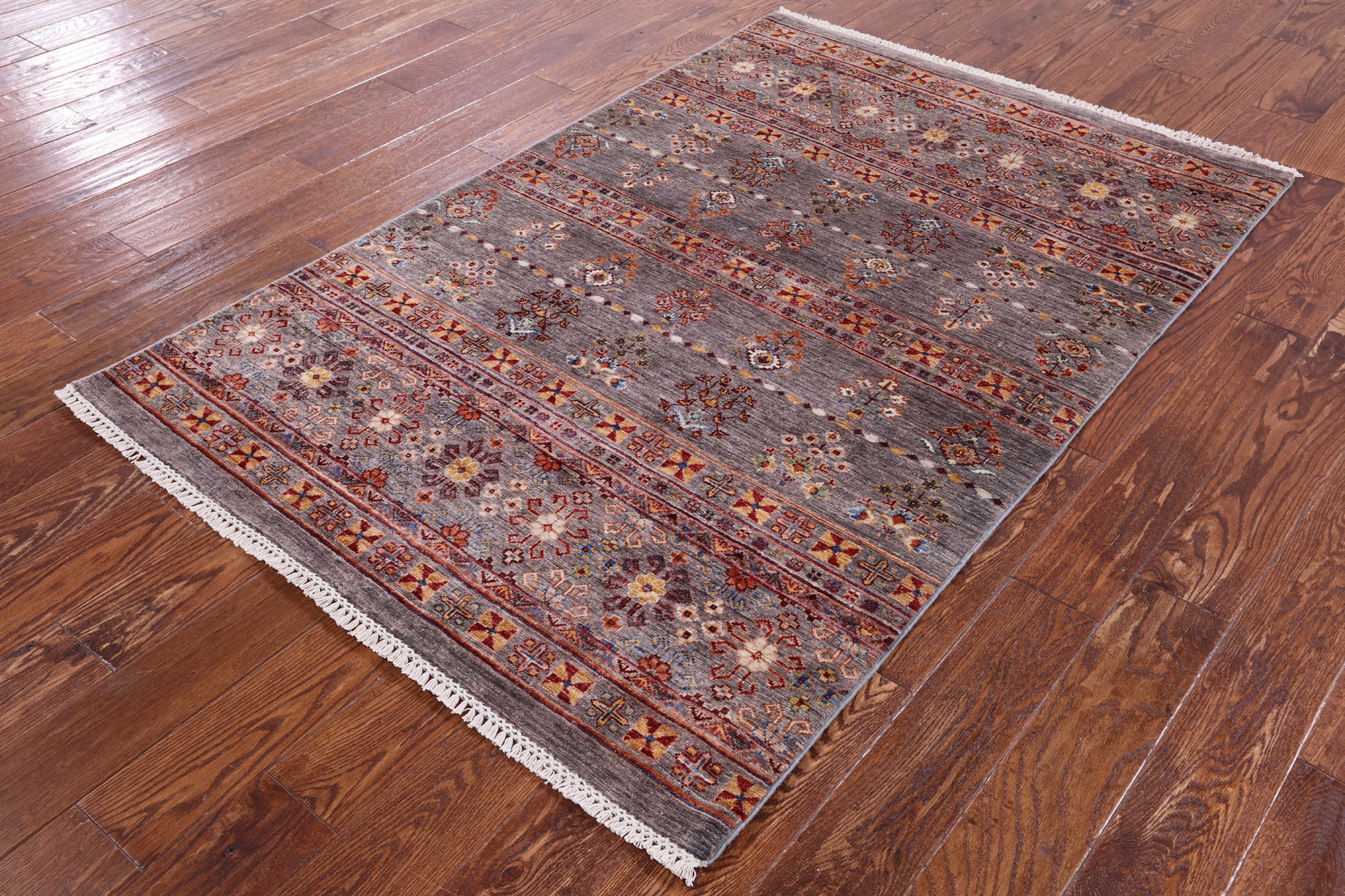 Khorjin Persian Gabbeh Hand Knotted Wool Rug - 4' 1" X 6' 2" - Golden Nile