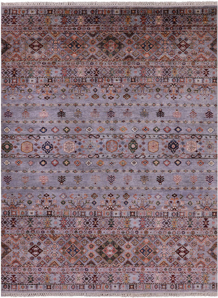 Khorjin Persian Gabbeh Hand Knotted Wool Rug - 5' 10" X 7' 9" - Golden Nile