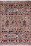 Tribal Persian Gabbeh Hand Knotted Wool Rug - 5' 0" X 6' 8" - Golden Nile