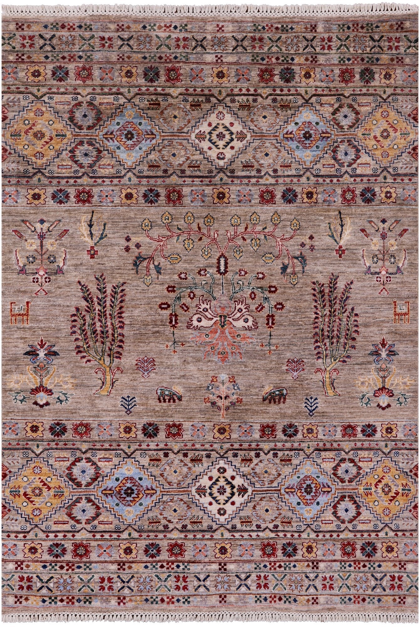 Tribal Persian Gabbeh Hand Knotted Wool Rug - 5' 0" X 6' 8" - Golden Nile