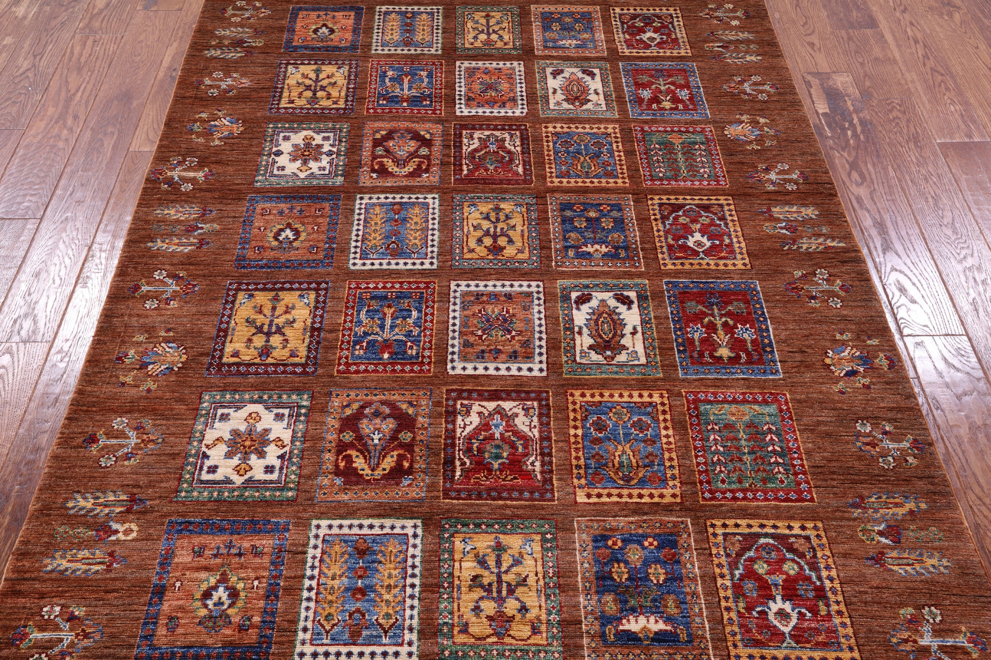Brown Tribal Persian Gabbeh Hand Knotted Wool Rug - 5' 2" X 7' 5" - Golden Nile