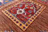 Brown Tribal Persian Gabbeh Hand Knotted Wool Rug - 5' 2" X 7' 5" - Golden Nile