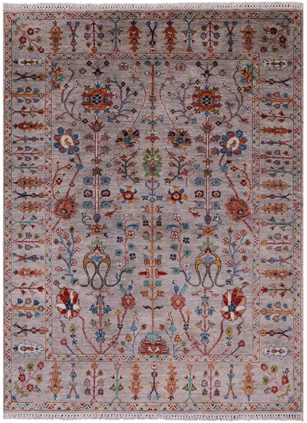 Peshawar Hand Knotted Wool Rug - 5' 0" X 6' 8" - Golden Nile