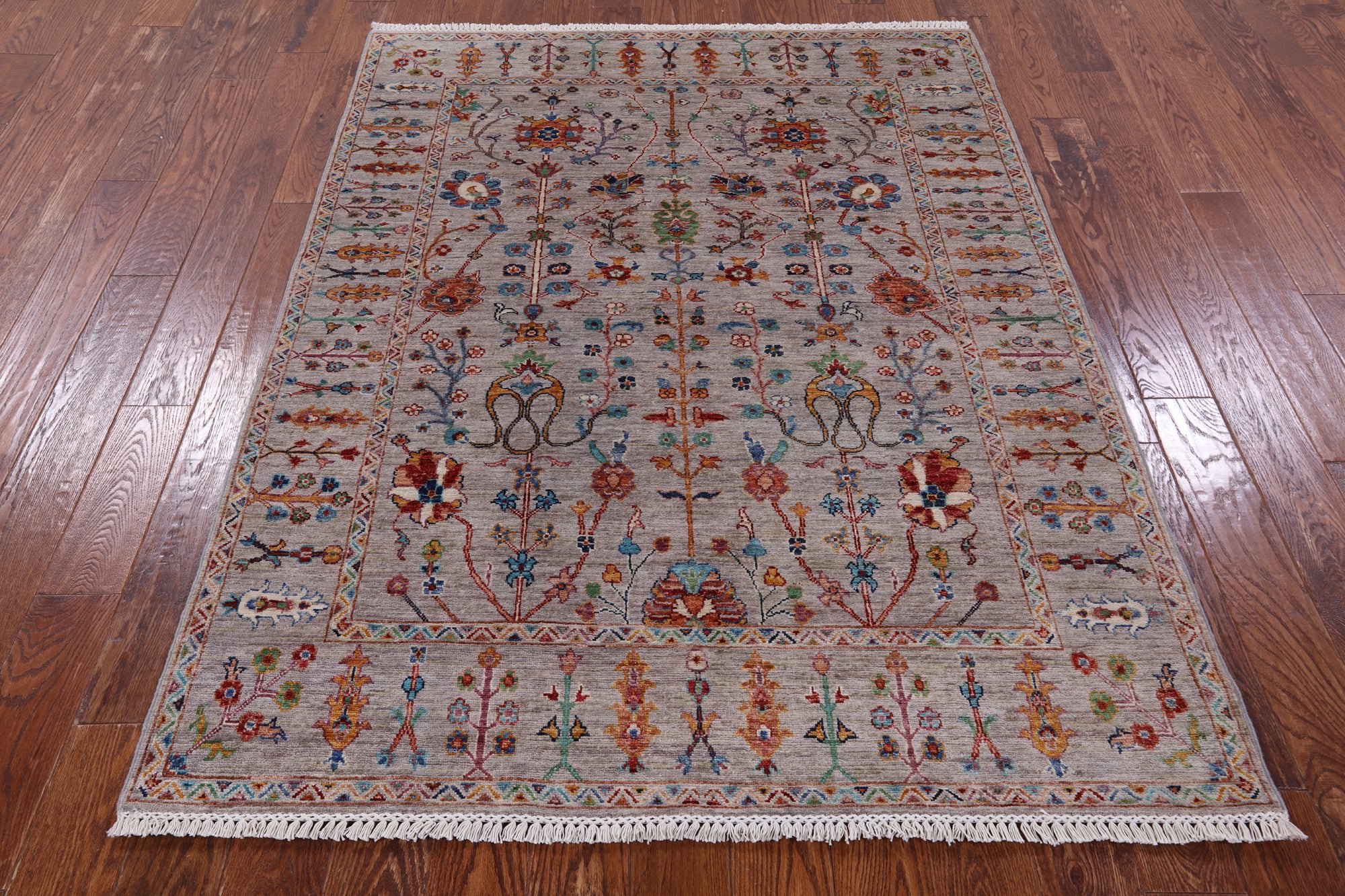 Peshawar Hand Knotted Wool Rug - 5' 0" X 6' 8" - Golden Nile