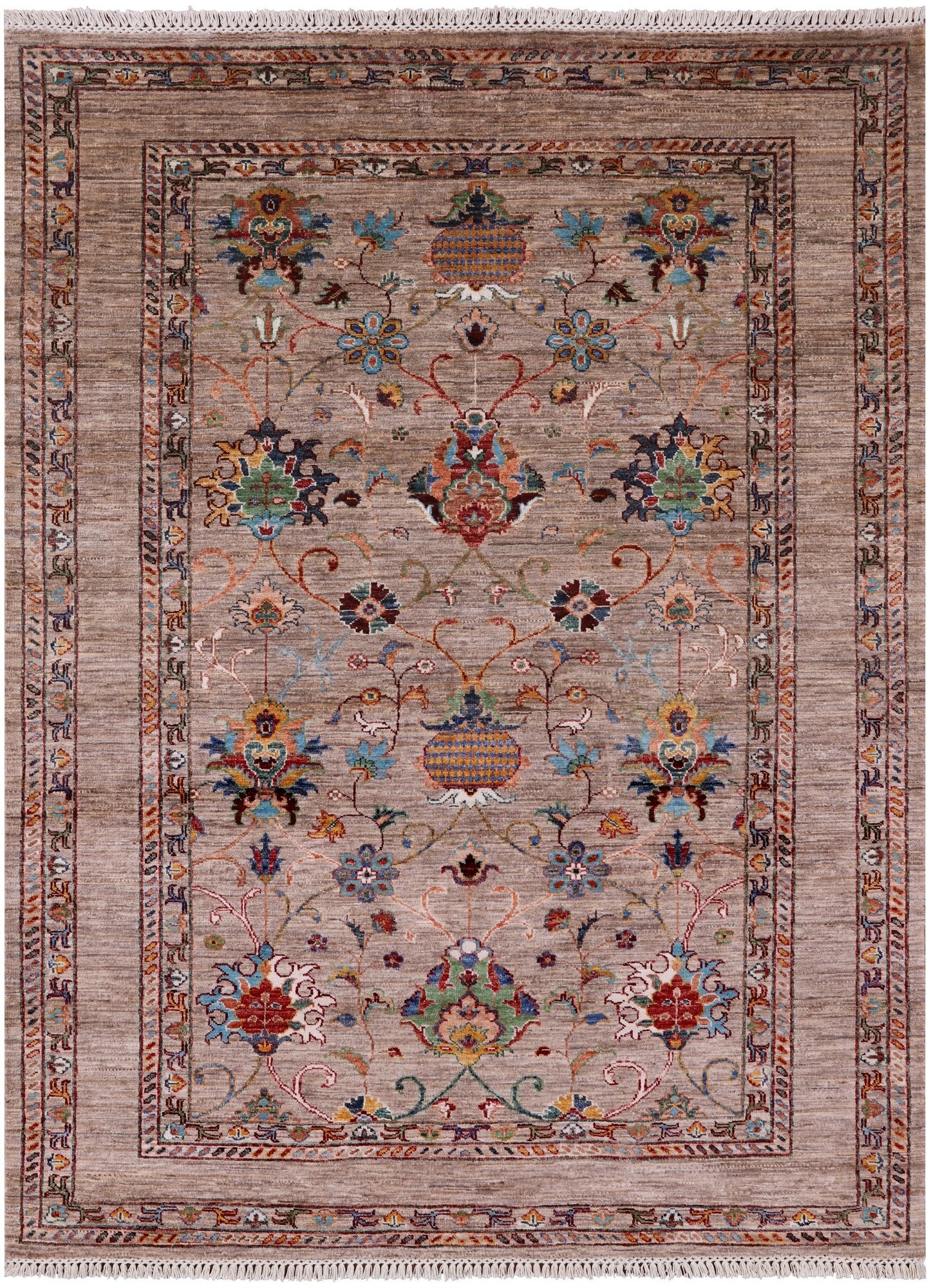 Peshawar Hand Knotted Wool Rug - 5' 1" X 6' 7" - Golden Nile