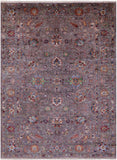 Grey Peshawar Hand Knotted Wool Rug - 6' 10" X 9' 10" - Golden Nile