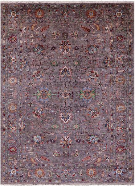Grey Peshawar Hand Knotted Wool Rug - 6' 10" X 9' 10" - Golden Nile