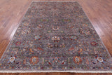 Grey Peshawar Hand Knotted Wool Rug - 6' 10" X 9' 10" - Golden Nile