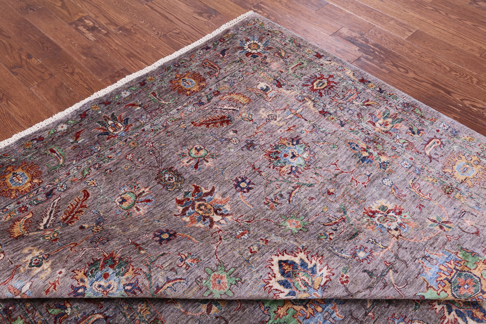 Grey Peshawar Hand Knotted Wool Rug - 6' 10" X 9' 10" - Golden Nile