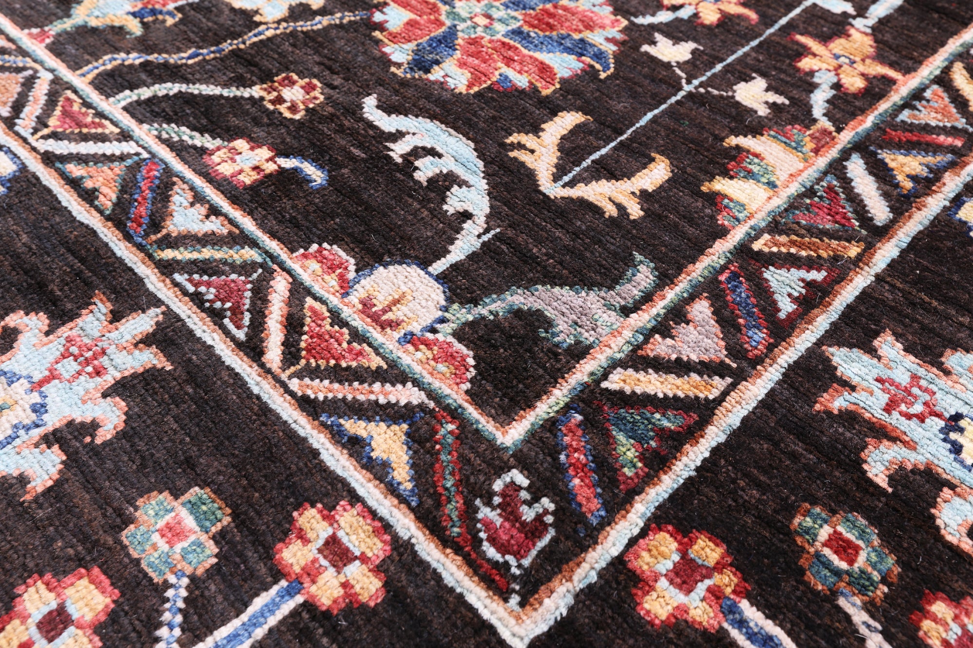 Brown Peshawar Handmade Wool Rug - 6' 4" X 8' 9" - Golden Nile