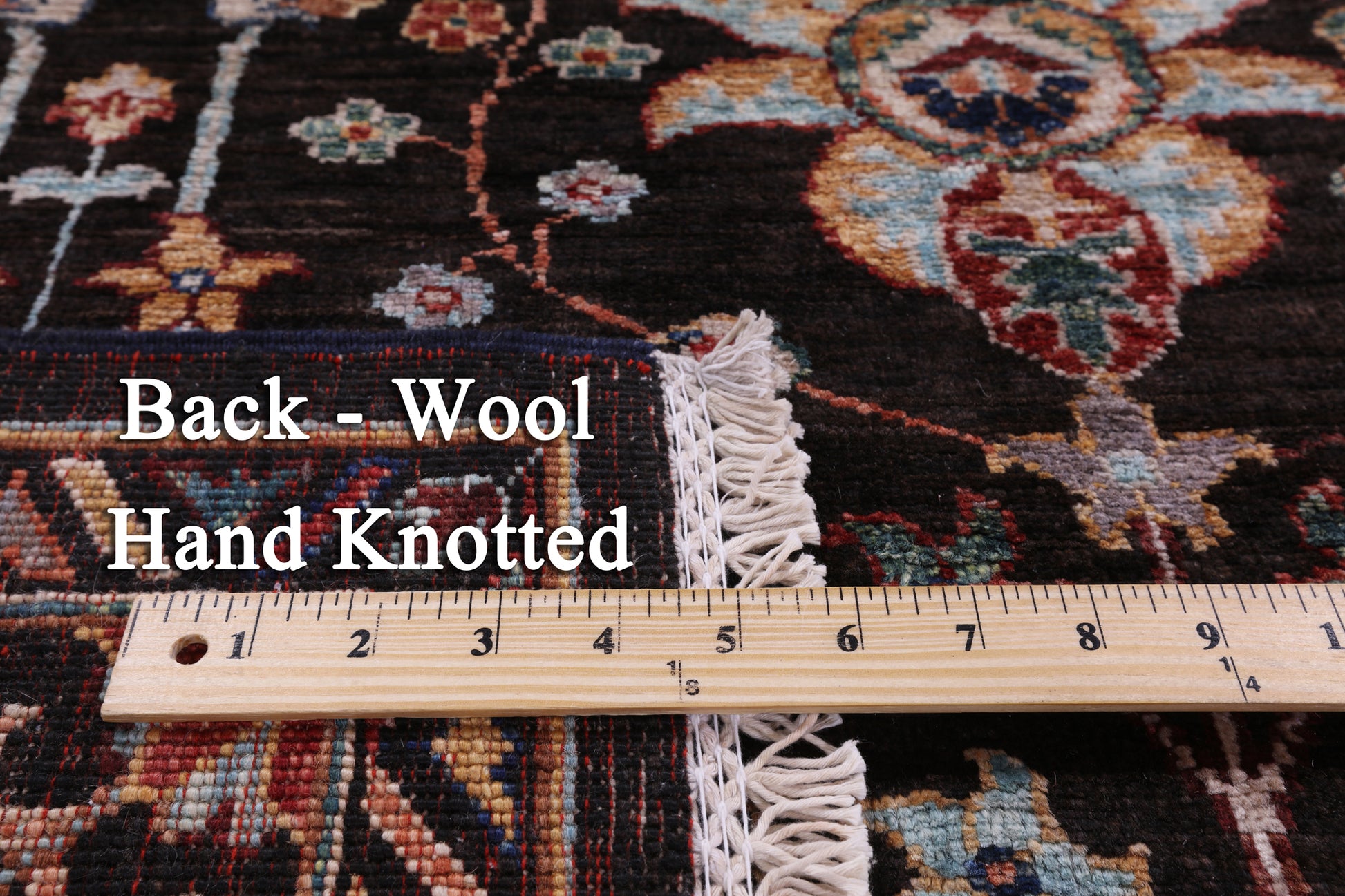 Brown Peshawar Handmade Wool Rug - 6' 4" X 8' 9" - Golden Nile